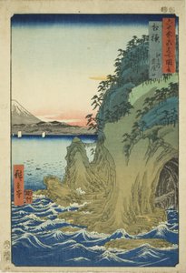 Sagami Province: Entrance to the Caves at Enoshima (Sagami, Enoshima iwaya no kuchi), from the series "Famous Places in the Sixty-odd Provinces (Rokujuyoshu meisho zue)" 作： Utagawa Hiroshige