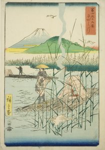 「富嶽三十六景」より相模川（さがみがわ） 作： Utagawa Hiroshige