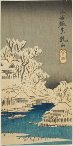 山谷疏水とまつちの丘（山谷堀まつちやま）、「はりまぜ古都名所図」連載の一部 作： Utagawa Hiroshige