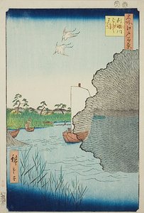 名所江戸百景 第71景 利根川散松（利根川ばらばら松 作： Utagawa Hiroshige