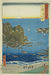 Shimosa Province: The Outer Bay at Choshi Beach (Shimosa, Choshi no hama Toura), from the series "Famous Places in the Sixty-odd Provinces (Rokujuyoshu meisho zue)" 作： Utagawa Hiroshige