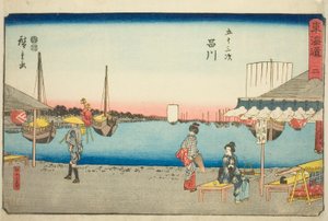 Shinagawa: Teahouses at Samegafuchi (Shinagawa, Samegafuchi no chaya)—No. 2, from the series "Fifty-three Stations of the Tokaido (Tokaido gojusan tsugi)," also known as the Reisho Tokaido 作： Utagawa Hiroshige