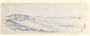 レターシートセットの須崎雪夜明け1839-40年頃（カラー木版印刷） 作： Utagawa Hiroshige