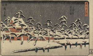 芝の増上寺の雪景色、1847-1852 作： Utagawa Hiroshige