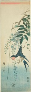ツバメと藤 作： Utagawa Hiroshige