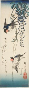 ツバメと藤 作： Utagawa Hiroshige