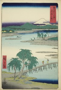 富嶽三十六景 武蔵国多摩川（武蔵多摩川） 作： Utagawa Hiroshige