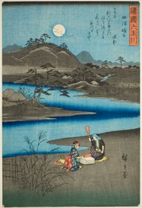 連載「諸国六玉川」より 摂津砧の宝石川（摂津砧） 作： Utagawa Hiroshige