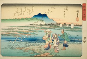 てぇ の打 ジェウェｌ 理ヴェｒ 員 むつ Ｐロヴィんせ （むつ の打 の 多摩川）、 ｆろｍ テェ セリエｓ ”しｘ ジェウェｌ 理ヴェｒｓ 員 ヴァリ王ｓ Ｐロヴィんせｓ （諸国 無 多摩川）” 作： Utagawa Hiroshige