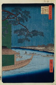 成功の松と浅草川の大馬ヶ城江戸百景1856-1858 作： Utagawa Hiroshige