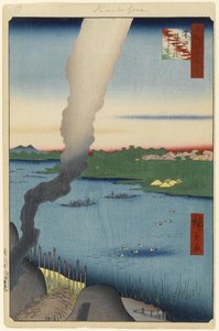 名所江戸百景隅田川瓦窯と羽柴フェリーNo.37 1857年（版画） 作： Utagawa Hiroshige