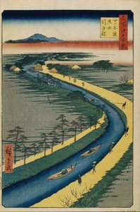 四ツ木運河の曳船名所江戸百景1856-1858 作： Utagawa Hiroshige