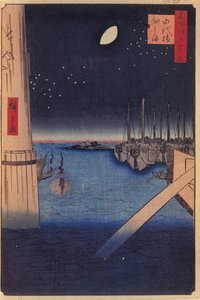 Tsukudajima and Eitai Bridge One Hundred Famous Views of Edo, 1856-1858 作： Utagawa Hiroshige