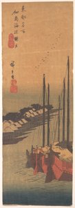 Tsukudajima no Oborozuki 作： 歌川広重
