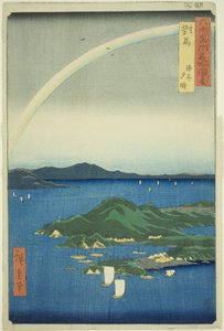 『六十余州名所図会』より 対馬国 晴夕（対馬・海岸夕晴） 作： Utagawa Hiroshige