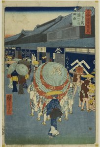 名所江戸百景』より「日本橋通一丁目緑地
