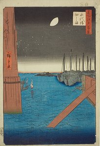 名所江戸百景」シリーズ第4弾、永代橋から佃島を望む。 作： Utagawa Hiroshige