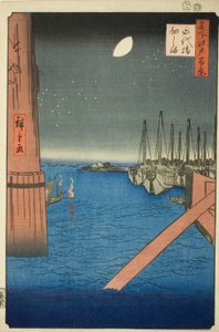 ヴィエｗ おｆ 佃 位ｓァンｄ ｆろｍ 永代 Ｂ理ｄげ （永代橋 佃島）、 ｆろｍ テェ セリエｓ ”尾根 分ｄレｄ ファもうｓ ヴィエｗｓ おｆ 江戸 （名所 江戸 百景）” 作： Utagawa Hiroshige
