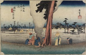冬の風景、浜松、c。 1833 作： Utagawa Hiroshige