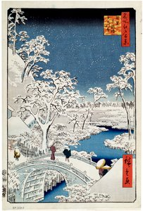 目黒の夕日の丘と太鼓橋 名所江戸百景 1856-1858.