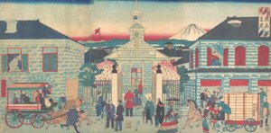 横浜の外国人居留地とカトリック教会の様子を描いた図 横濱...1870年10月。