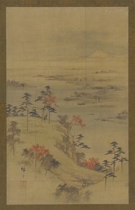 秋の風景、19 世紀半ば。 作： Utagawa Hiroshige II