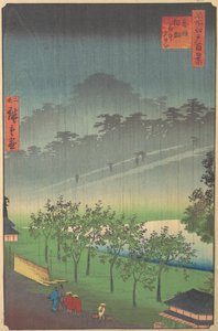 1859年、赤坂の雨のキリバタの夕景。