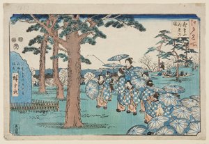 飛鳥山花見の図」（カラー木版画