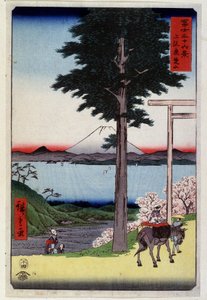 セコイアの向こうに富士山 - 歌川広重の日本の版画 作： Utagawa II Hiroshige