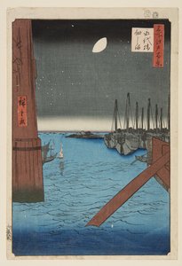 永代橋からの佃島」（カラー木版画