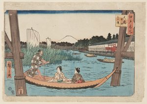 ハヤシ、ナカズ、ミツマタ（カラー木版画 作： Utagawa II Hiroshige