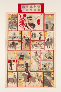 絵札とサイコロ遊び（すごろく）～航路の福島中佐～ 作： Utagawa Kokunimasa