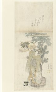 羽子板を演奏する若い女性 作： Utagawa Kunihiro