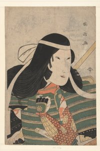 Iwai Kumesaburo as Tomoe Gozen, 1797 (colour woodcut)