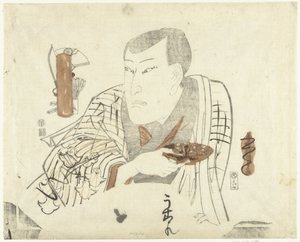 ボウルを持つ俳優 作： Utagawa Kunisada (I)