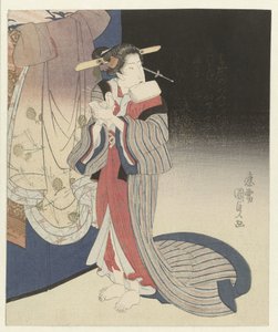 夜の準備をする花魁 作： Utagawa Kunisada (I)