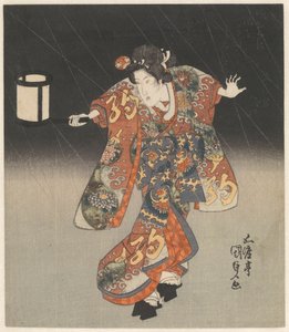 雨の灯篭と黄瀬川 作： Utagawa Kunisada (I)