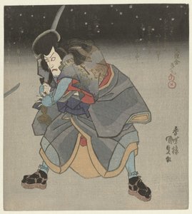 夜中に剣を持つ男 作： Utagawa Kunisada (I)