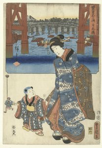 日本橋（オブジェクトのタイトル） De 53 ステーション ドア twee penselen (シリーズ タイトル) 相筆五十三次 作： Utagawa Kunisada (I)