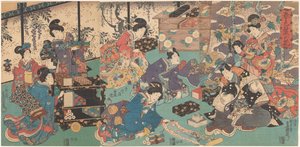 本や巻物の贈呈 作： Utagawa Kunisada (I)
