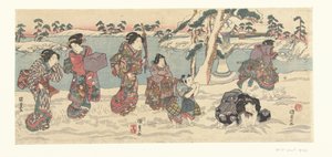雪玉を投げる 作： Utagawa Kunisada (I)