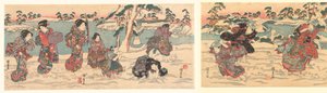 雪玉を投げる 作： Utagawa Kunisada (I)