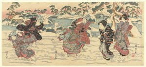 雪玉を投げる 作： Utagawa Kunisada (I)