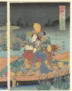 現代の源氏に敵の波が迫る 今代源氏寄るあだなみ 作： Utagawa Kunisada (I)