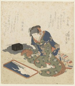 砂絵を作る女性 作： Utagawa Kunisada (I)