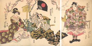 歌舞伎 熊谷 陣 の 場 、 芝居 『 一ノ谷 の 戦い 記 』 、 1811 年 . 作： Utagawa Kunisada