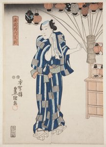 行燈売（あんどんうり）」（カラー木版画 作： Utagawa Kunisada