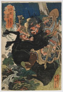 漢と忠の軍事物語：シャンユー（カンソガンダン：ソノコウ）江戸時代、1830年頃（色木版画） 作： Utagawa Kunisada