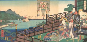 長崎出島の丸山遊郭にあるミツウジは、1861年3月に3つ目のm...。 作： Utagawa Kunisada