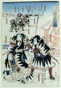 近松門左衛門による「近松門左衛門」の第11幕のシーン（木版画）